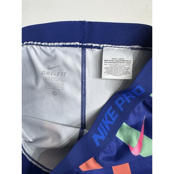 Nike Pro Dri Fit Cropped Leggings Womens Medium Blue Loops and Lines Yoga - Picture 3 of 6